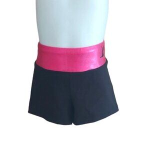 Tumblewear Gymsta hipster shorts for gymnastics, dance, cheer - black pink - 2xs